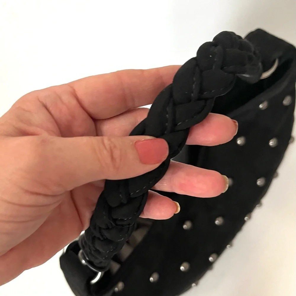NWT Current Mood Black Studded Faux Suede Hobo Shoulder Bag Dolls Kill Oversized